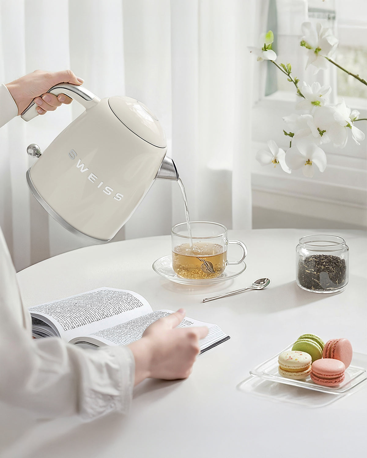 Vintage 1L Wasserkocher in Beige von SWEISS – Premium-Retro-Design