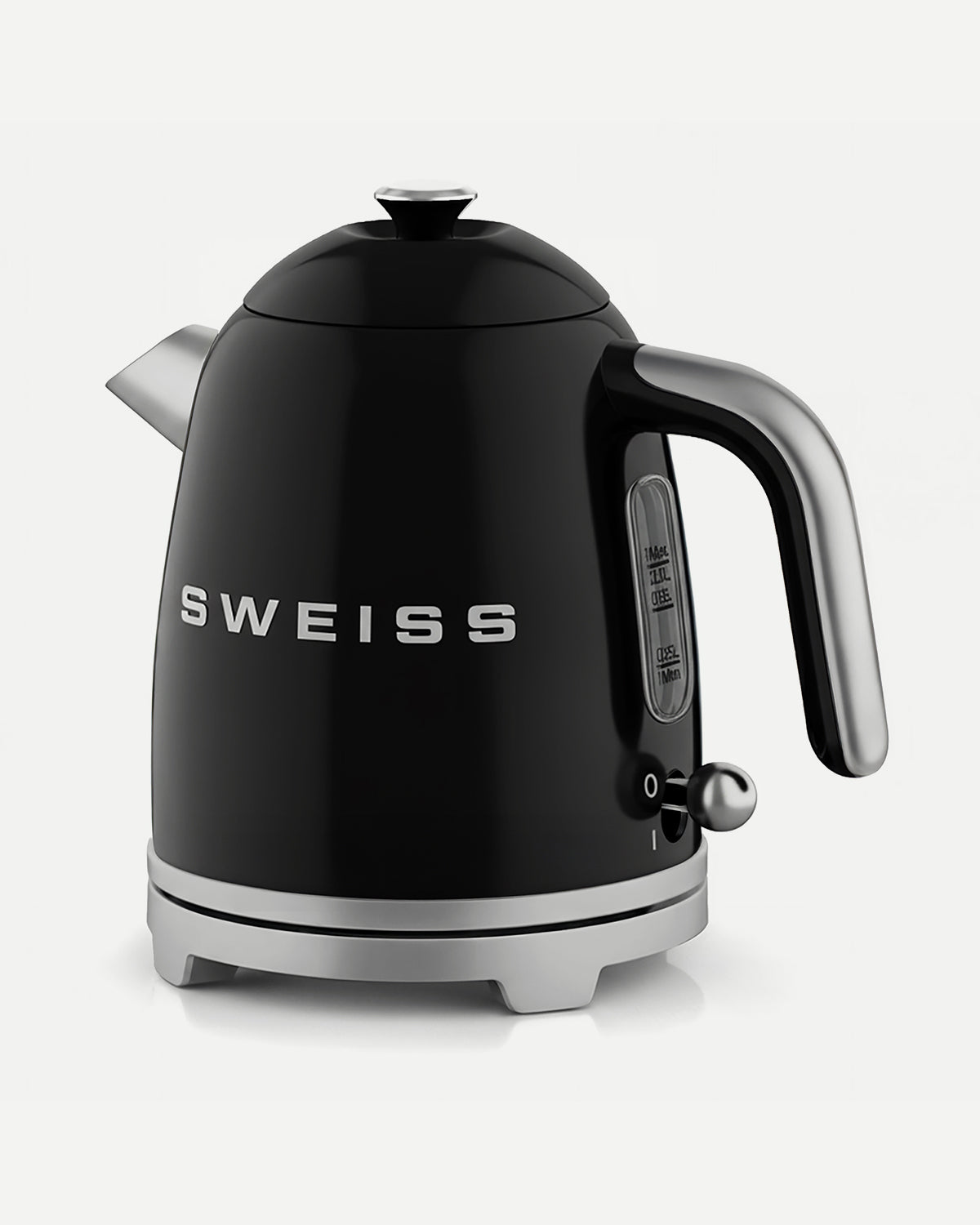 Vintage 1L Wasserkocher, schwarz, SWEISS – Premium-Retro-Design