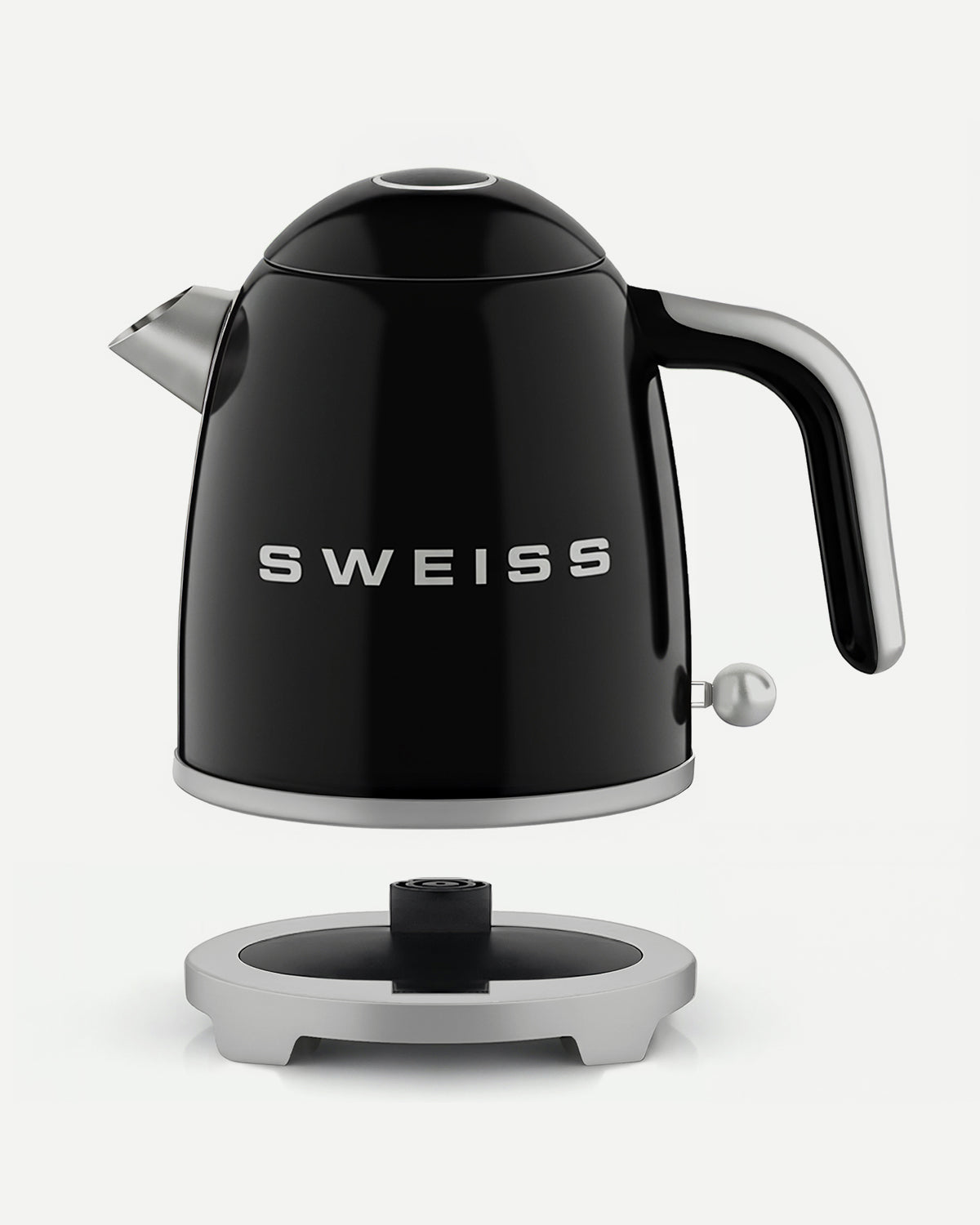 Vintage 1L Wasserkocher, schwarz, SWEISS – Premium-Retro-Design